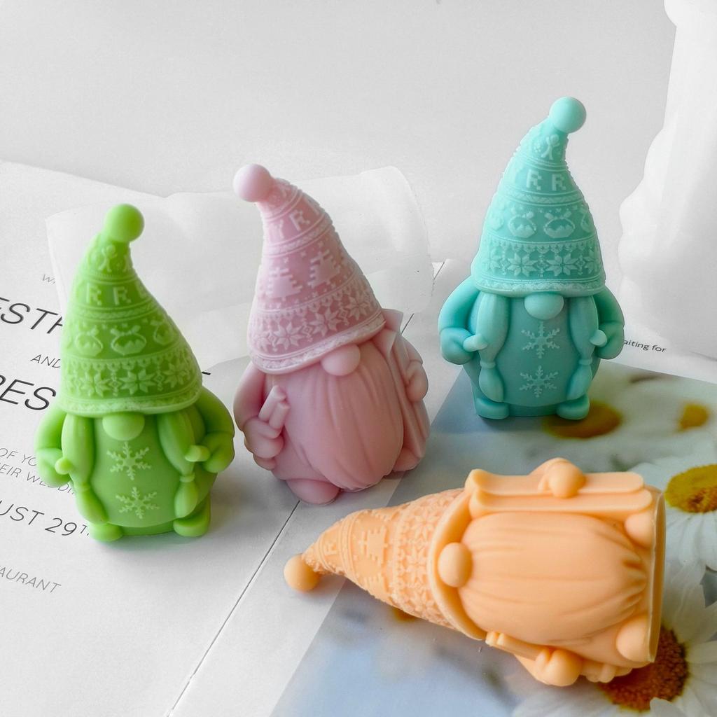 3D Ski Dwarf Scented Candle Silicone Mold DIY Epoxy Resin Plaster Gnome Ornament Mould Handmade Soap Candle Making Supplies