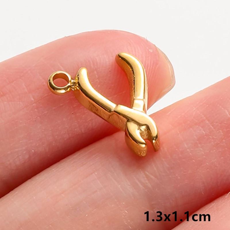 6pcs Tools Pendant Sword Gun Axe Real Gold Plated Stainless Steel Charms For Jewelry Making Necklace Keychain Handmade Material