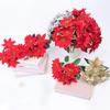 Christmas Flower Fake Flower Christmas Decoration, Flannel Green Plant Potted Christmas Ornament Christmas 5 Fork Artificial Flower