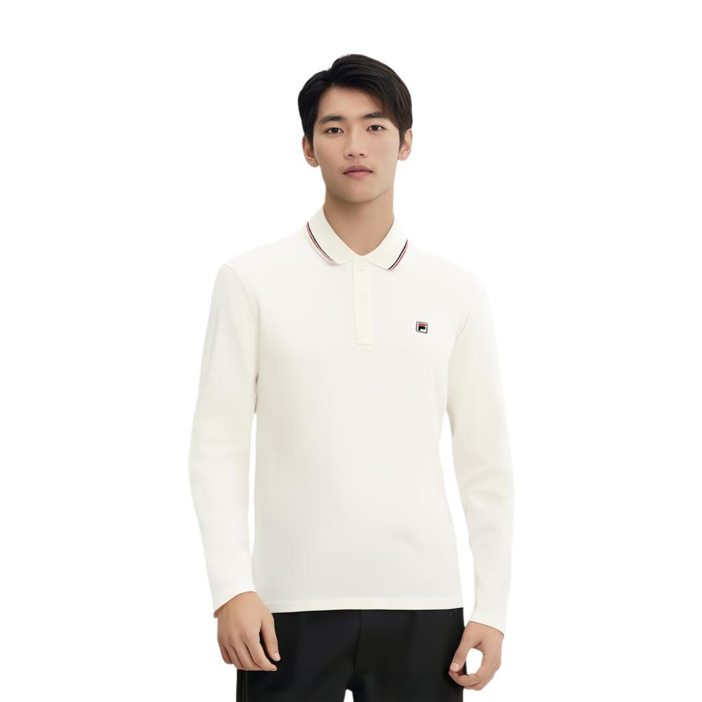 Fila Heritage Fashion Simple Classic Casual Business Everyday Versatile Comfortable Knitted Long Sleeve Polo Shirt Men Tops F11M548223FWT
