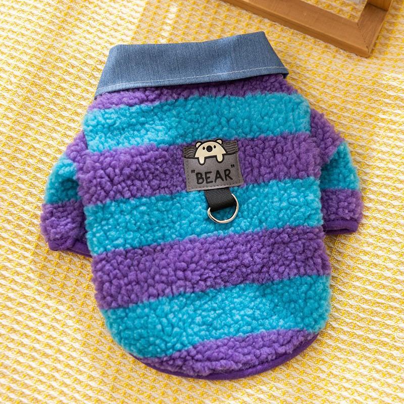 Pet Dog Cat Warm Fleece Outfit With 3D Ears Winter Coat Small Pets