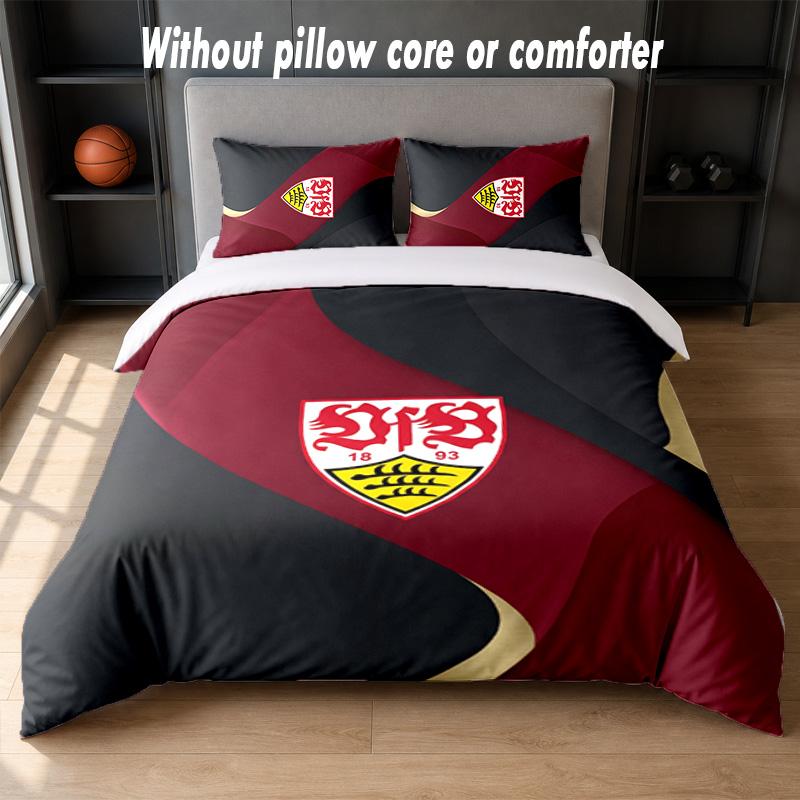Set Biancheria da Letto con Design Calcio VfB Stuttgart 1 Copripiumino + 2 Federe Morbido Traspirante Biancheria da Letto per la Casa