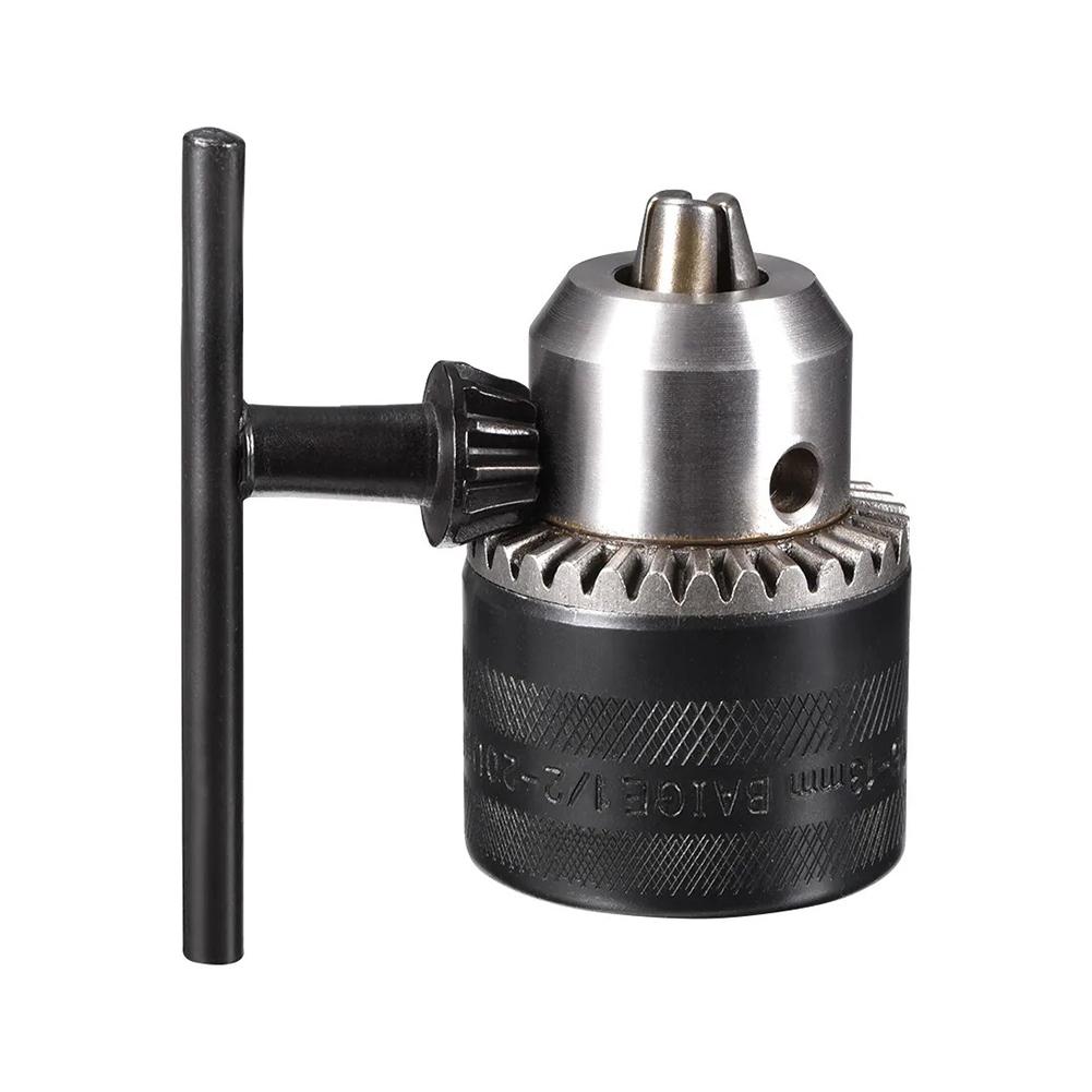 1.5-13mm Drill Chuck 1/2inch 20UNF 3-Jaw Key Chuck With For SDS-Plus Round Shank Impact-Driver Bits Chuck Wrench Power Tool