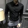 Herren Langarm Fashion Business Einfarbig Hemd Revers Klassischer Stil Casual Slim Fit Hemd Bürokleidung