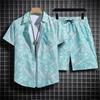 Men's Casual Short Sleeve & Shorts Summer Two-Piece Set - Beach Style, Loose Fit