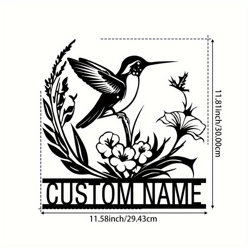 1pc Custom Metal Bird & Floral Wall Art, Personalized Rustic Name Sign for Veranda, Courtyard, Souvenir, Wall Sculpture.