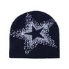 2025 Autumn and Winter New Wool Hat Outdoor Cycling Pullover Hat Pentagram Jacquard Knitted Hat Cold Hat Men