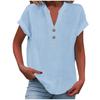Summer Cotton Linen Breathable Solid Color Button Down V-neck Shirt Basic And Versatile Casual Comfortable Lady Office Tops