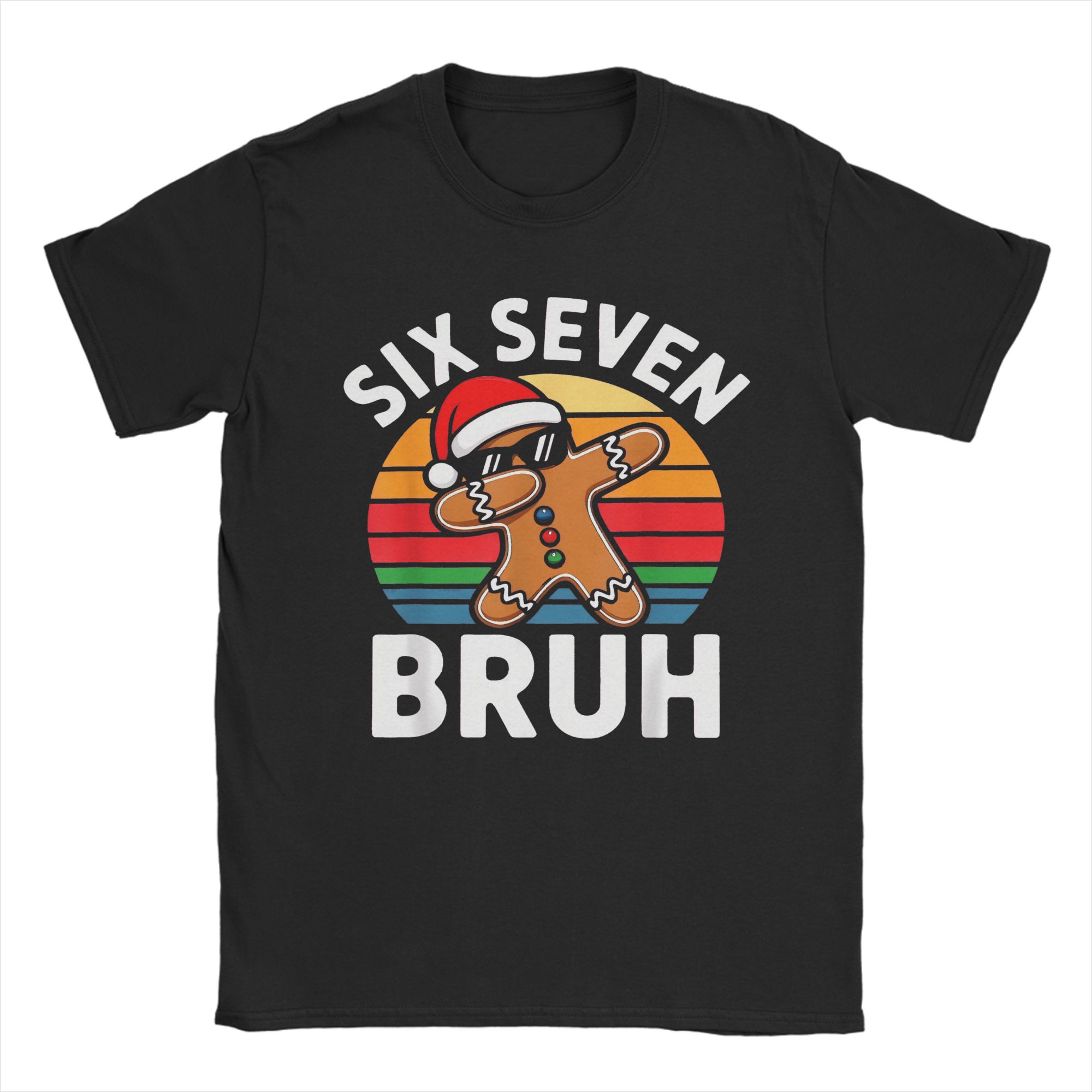 Gingerbread Man Six Seven Bruh Christmas T-shirt L