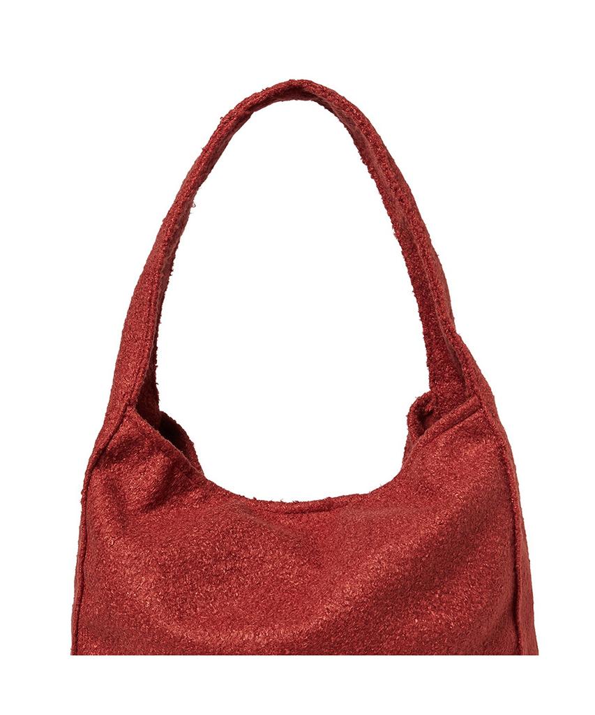 The Green Lab Boucle Wool Pouch Shoulder Bag Set [Coral Red]
