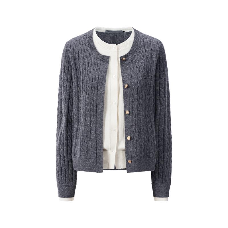 Giovanni Valentino Women's 100% Wool Faux Two-Piece Knit Cardigan