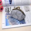 10.5cm Canvas Leaf Print Clasp Coin Purse - Handmade Retro Ladies' Clutch with Snap Closure