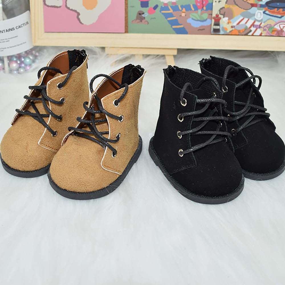 niannyyhouse 40cm Plush Toy Leather Shoes, Thigh-High Boots, Shoe Length: Approx. 9.5cm, Dress-Up Doll Accessories (Black)