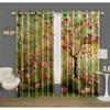 Colorful Rich Flowers Pattern Curtains Green and Peach Flowers Kitchen Decor Curtains Bedroom Living Room Window Decor 2 Panels