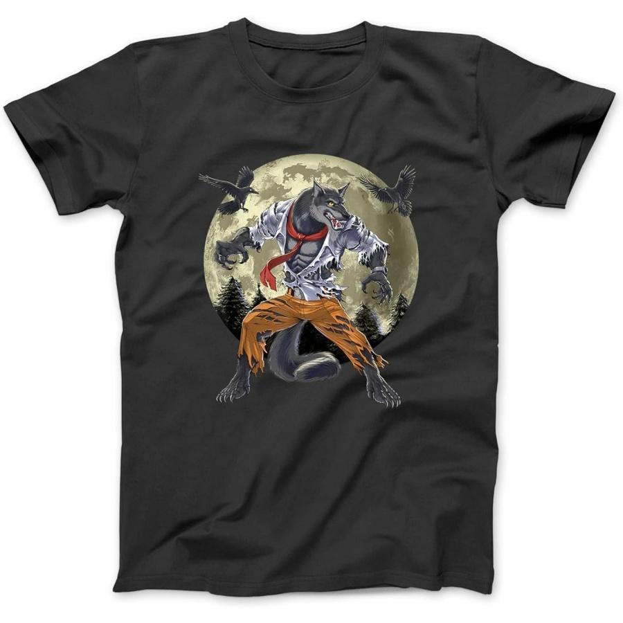 Werewolf Wolf Full Moon T-Shirt Sweatshirt Hoodie for Men Women Kids Made in Canada Black S