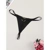 Women's Sexy Panties Thong Metal Decoration At The Back G-Strings Low Rise Brief Solid Black Underwear