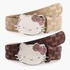 Metalowy Pasek Damski Hello Kitty z Nadrukiem Litery i Cyrkoniami do Codziennego i Eleganckiego Ubioru