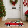 Holiday Red Truck Christmas Tree Plush Bath Mat Easy‑Care Rug for Indoor Bedroom Xmas Home Decoration