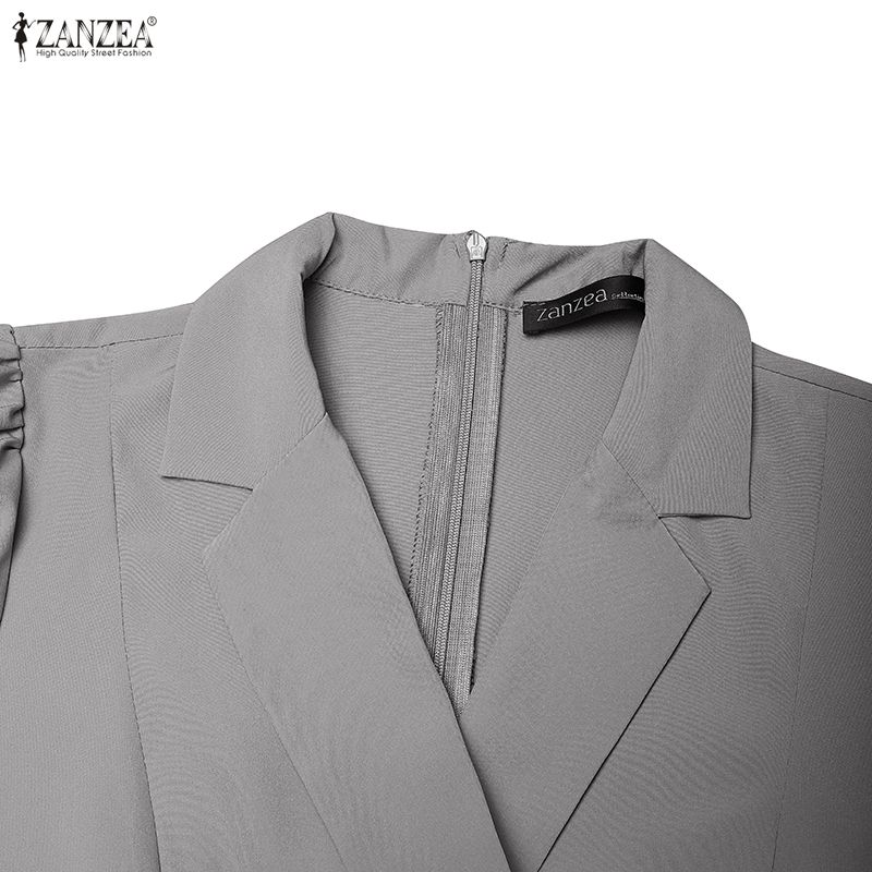 ZANZEA Salopetă casual pentru femei, cu decolteu în V, mânecă lungă, largă, cu picior lat