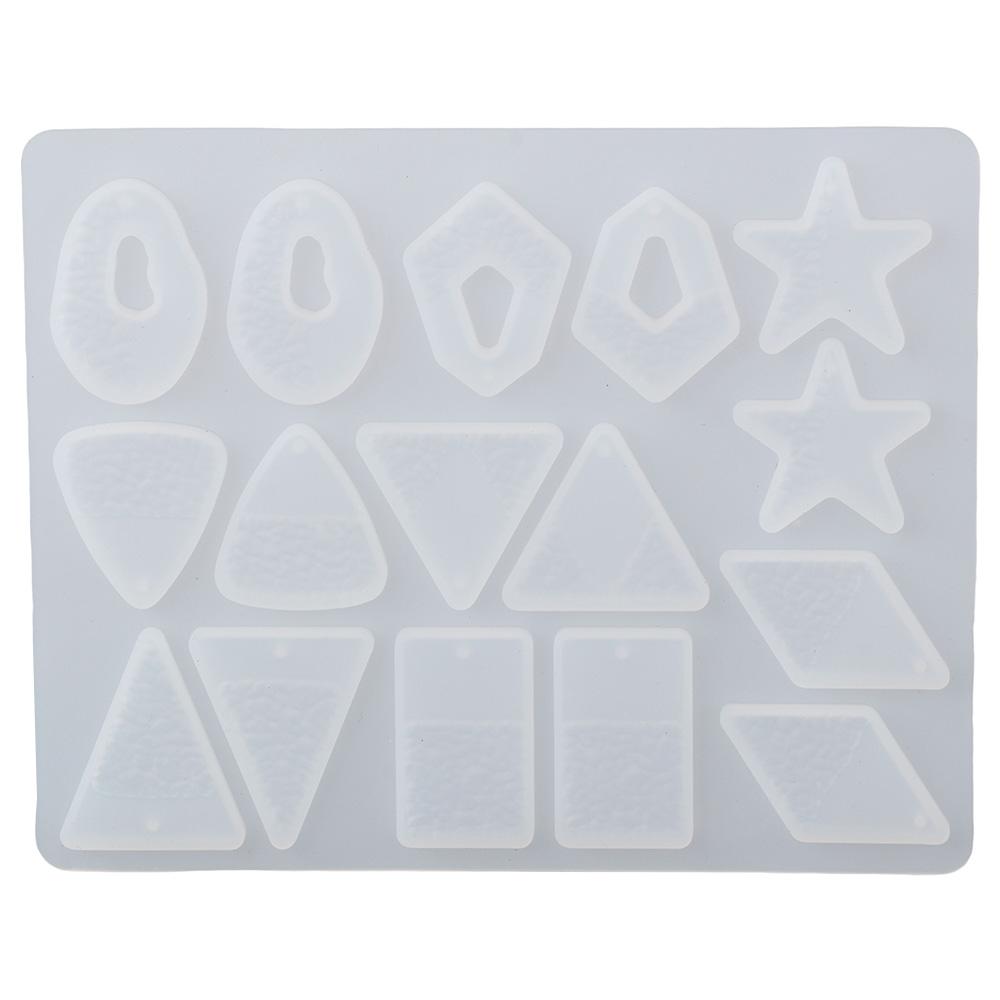 

2Pcs Square Water Wave Earrings Silicone Mold Heart Jewelry Pendant Hole 3D Women Earring Craft