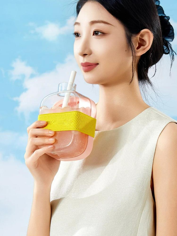 3D Transparent Drink Bottles with Straws | Ice-make Pressing Mould Designs | Portable Food-grade Ice Cube Tray Beverage Cup