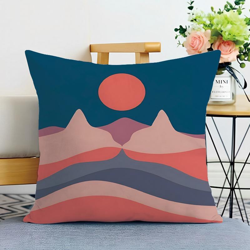 Simple Mountain Print Decorative Pillowcase Bedroom Living Room Square Cushion Pillowcase