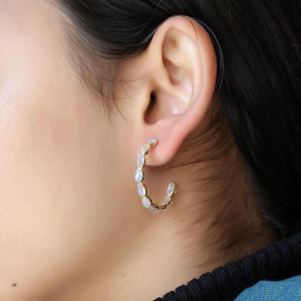 Sterling Silver Moonstone Earrings, Gold Plated Jewelry, June Birthstone Jewelry, Dainty Earrings