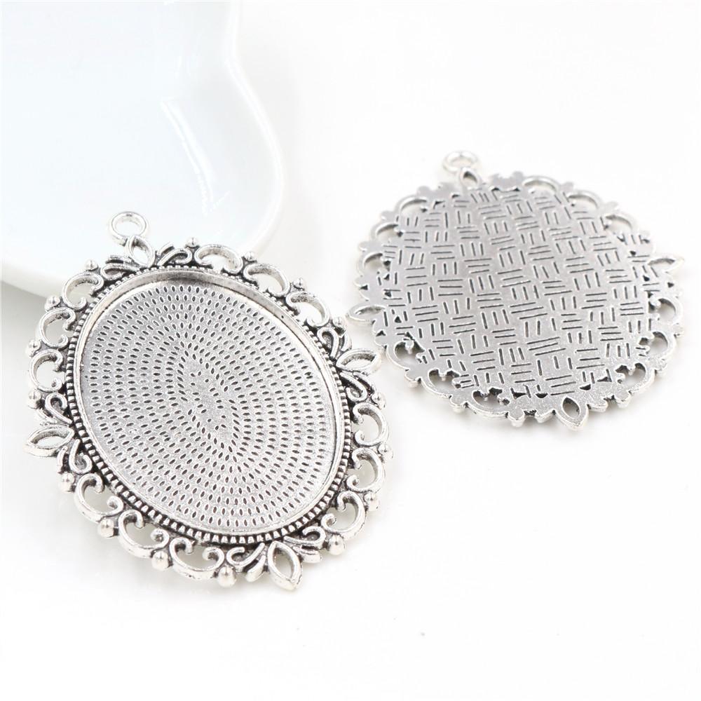 5 Stück 30x40mm Innenmaß 7 Farben Vergoldete Cabochon-Fassung Anhänger Charms