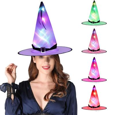 Halloween Witch Hat Party Glowing Wizard Hat Dancing Dressup Halloween Hat LED Festival Costume Props Headwear Kids Cosplay Hat