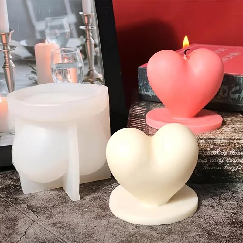 3D Love Candle Silicone Mold DIY Handmade Heart-shaped Soap Gypsum Crystal Crafts Resin Casting Mold Valentine's Day Gift Making