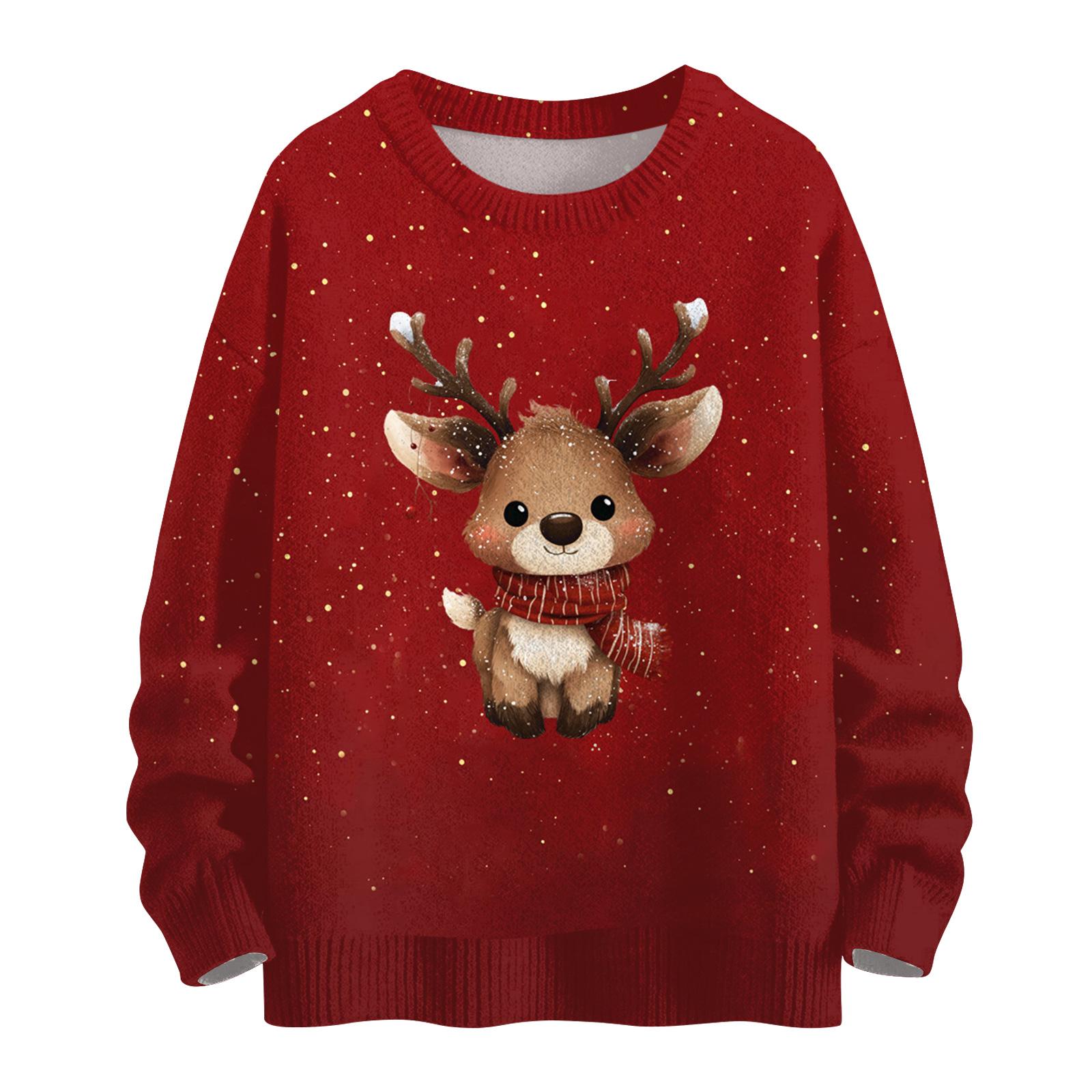 

Женский повседневный шерстяной рождественский свитшот с длинным рукавом, осенний отпускной пуловер с длинным рукавом M