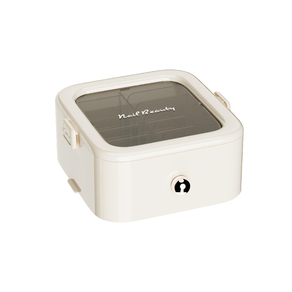 

Drawer Type Press on Nail Storage Box Large Capacity Cosmetic Storage Case Desktop Storage Box White-Single Layer