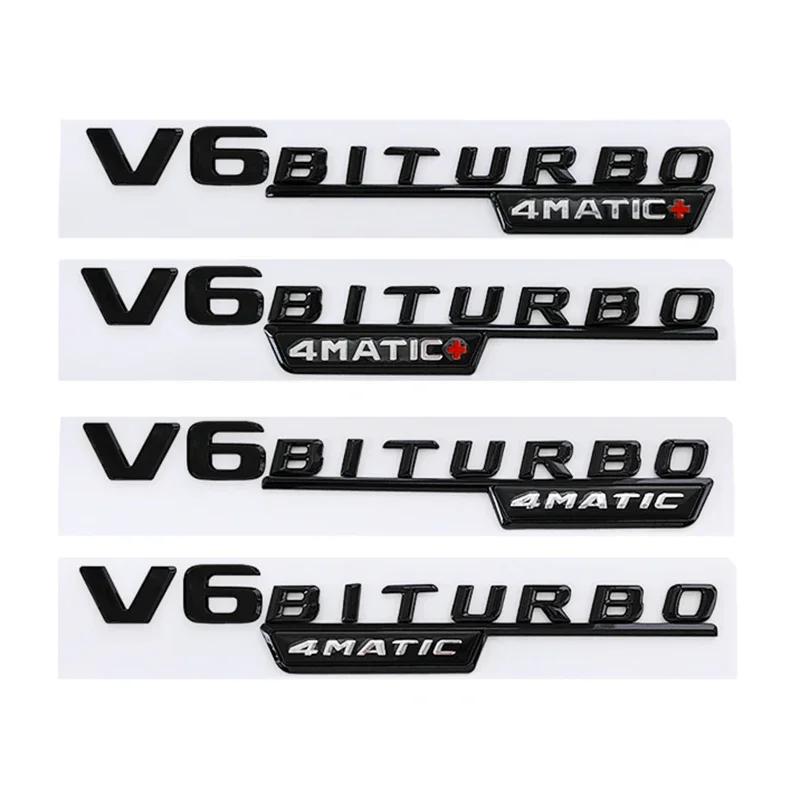 1 Pair ABS Car Fender Emblem Tail Badge Sticker Decoration for Mercedes Benz V6 BITURBO 4MATIC+ W210 W211 W168 W176 W204 W251