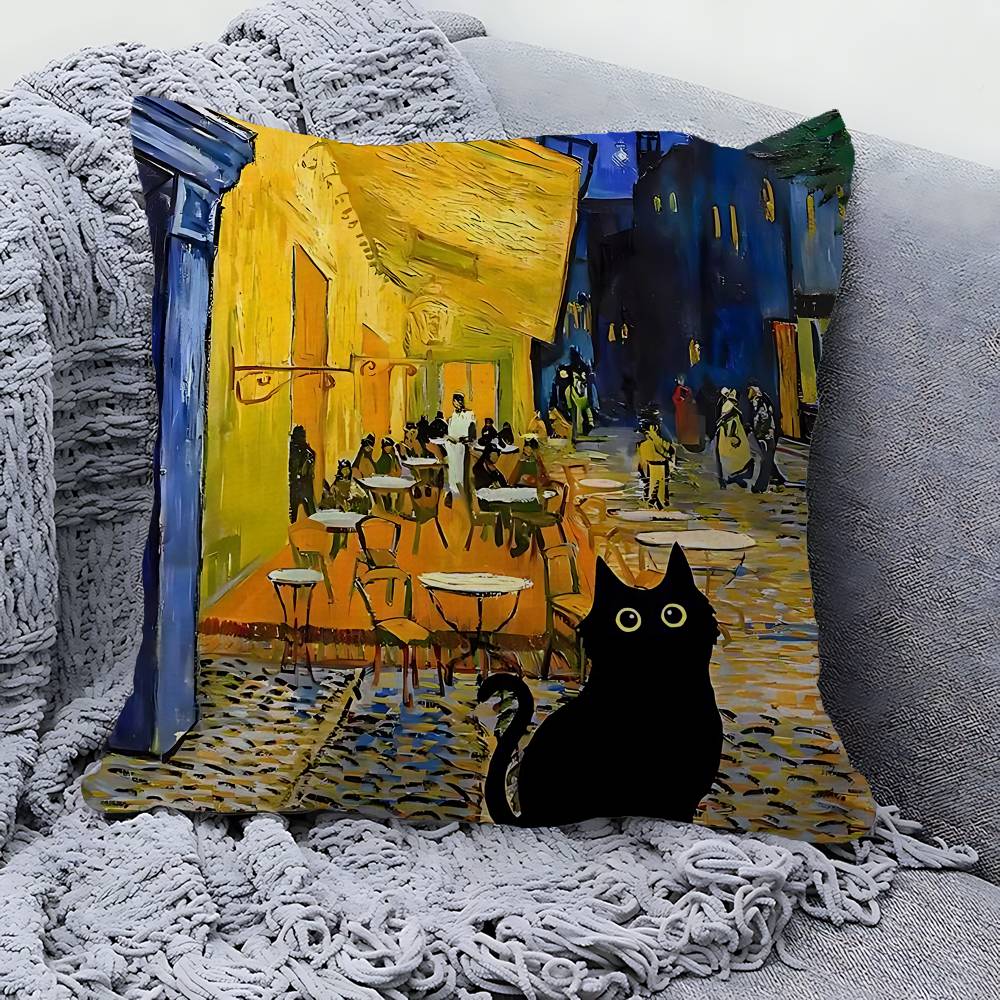 Black Cat Sunflowers Pillowcases Home Bedding Decorative Pillow Cover Wedding Super Soft Pillow Case