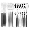 24Pcs Gold Tableware Set Stainless Steel Flatware Dinnerware Spoon Knife Fork Dinner Cutlery Set Western Kitchen Silverware
