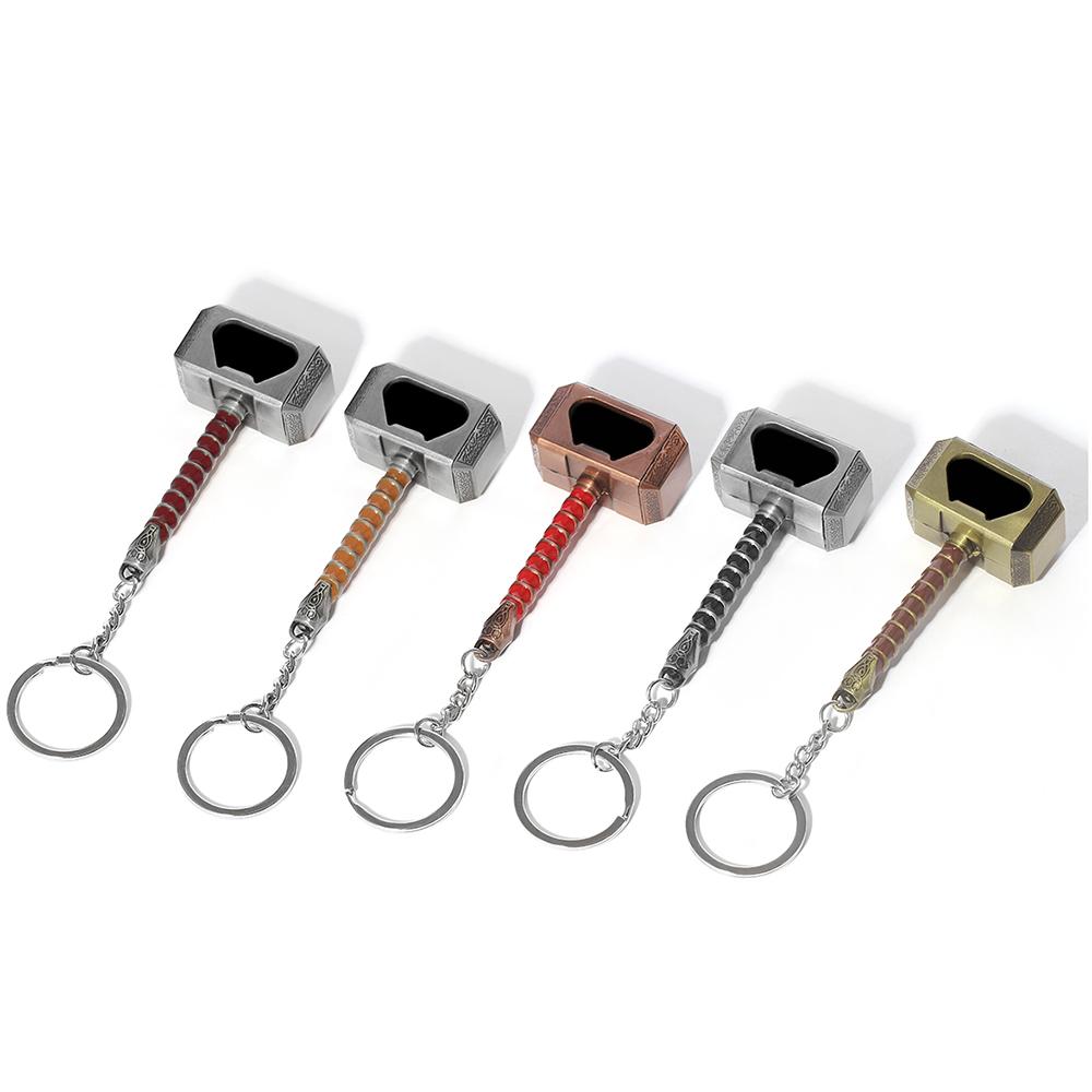 Thor Hammer Mjolnir Bottle Opener Keychain Multi-functional Pendant Accessories Gift for Fans Keyring