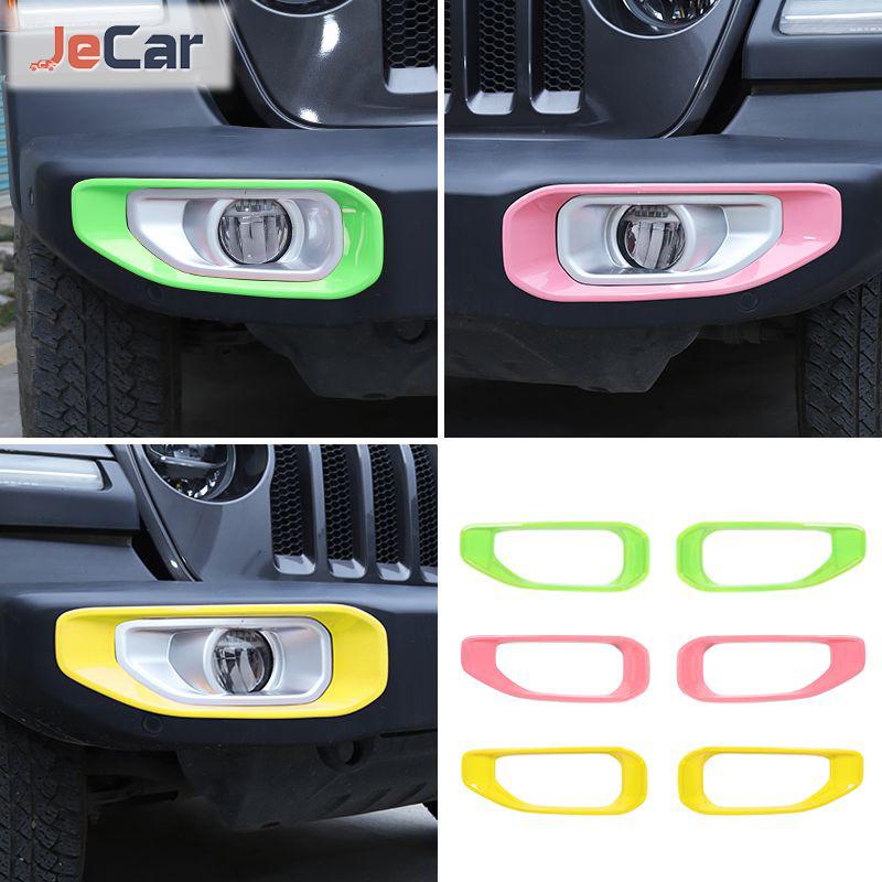 JeCar Car Front Bumper Fog Light Cover Lamp Hoods Decoration For Jeep Wrangler JL JT Gladiator 2018 Up Car Exterior Accessories