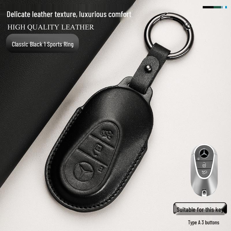Genuine Leather Key Cover for Mercedes C260L, GLA, GLC300L, GLE, E300L, A200L, and GLB