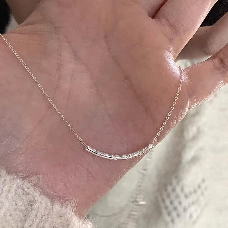 S925 Sterling Silver Bamboo Joint Necklace - Women s Stylish, Versatile, Light Luxury, New Chinese Style Clavicle Chain 925 Silver