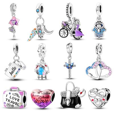 Fashion 925 Sterling Silver Handbag Luggage Charms Beads Fit Fasion 925 Bracelets Fine Anniversary DIY Jewelry Making