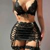 Women Transparent Bra And Panty Garter Underwear Set Erotic Sexy Costumes Underwear Open Bra Thong Sexy Lingerie Sets