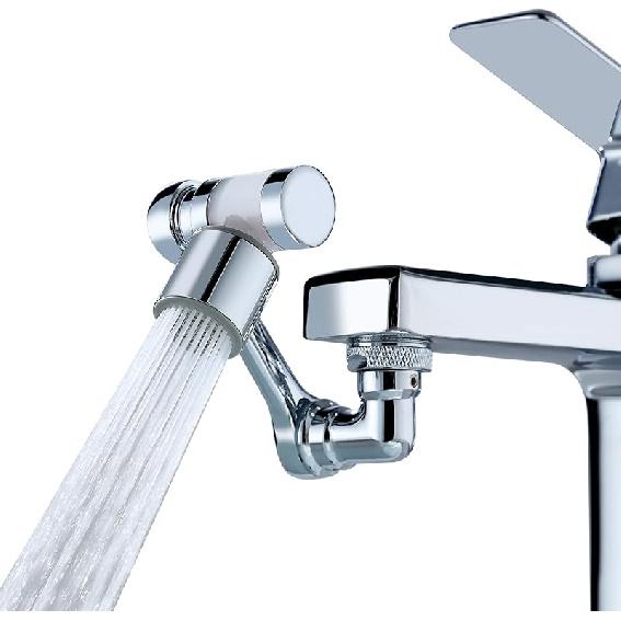 1080°Swivel Faucet Extender, Sink Water Faucet Aerator Extension in Brass, Swivel Robotic Arm Bathroom Faucet Extender, Kitchen Rotating Extension