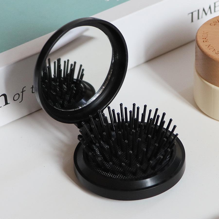 Compact Folding Comb with Mirror & Air Cushion Massage for Girls