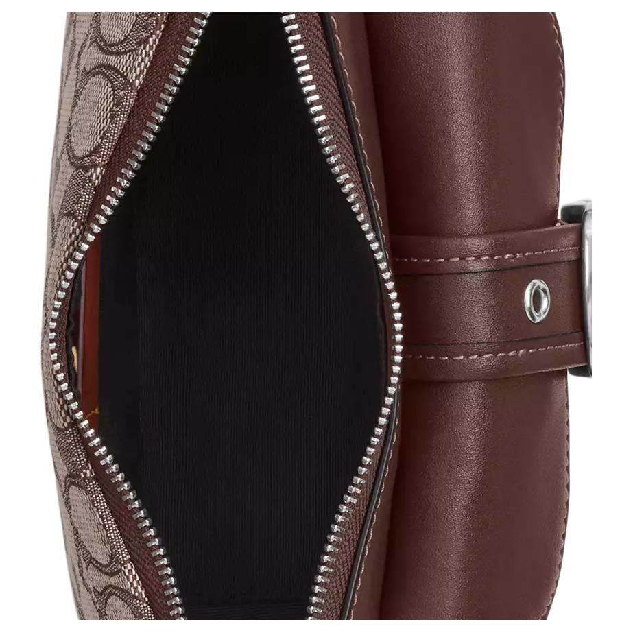 Coach Borsa a Spalla Ashton 20 Fibbia Argentata Logo Jacquard Pelle d'Agnello Liscia Piccola da Donna CDB18-SVS8S