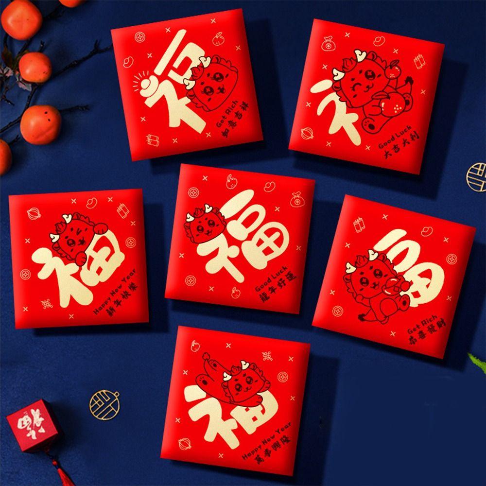 Chinesisches Neujahr 2025 Päckchen Roter Umschlag Glücksgeldbeutel Beste Wünsche Segensbeutel Glück Drachenmuster HongBao Partygeschenke
