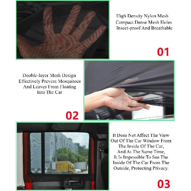 Side Window Sunshade Mesh Shade Cover Nylon Net for Jeep Wrangler TJ JK JKU JL JLU Gladiator JT BJ40 1997-2022 Car Accessories