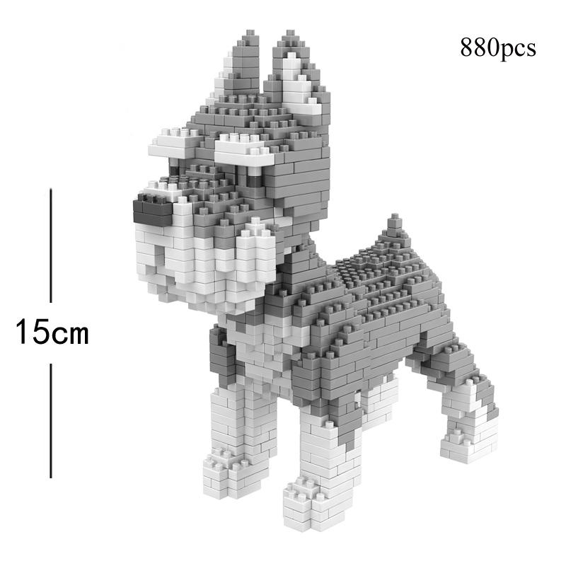 Teddy Dog Model Micro Mini Blocks Toy for Child Adult Beginner Corgi Schnauzer Pet Style Bricks Hands-on Ability Gift Decoration