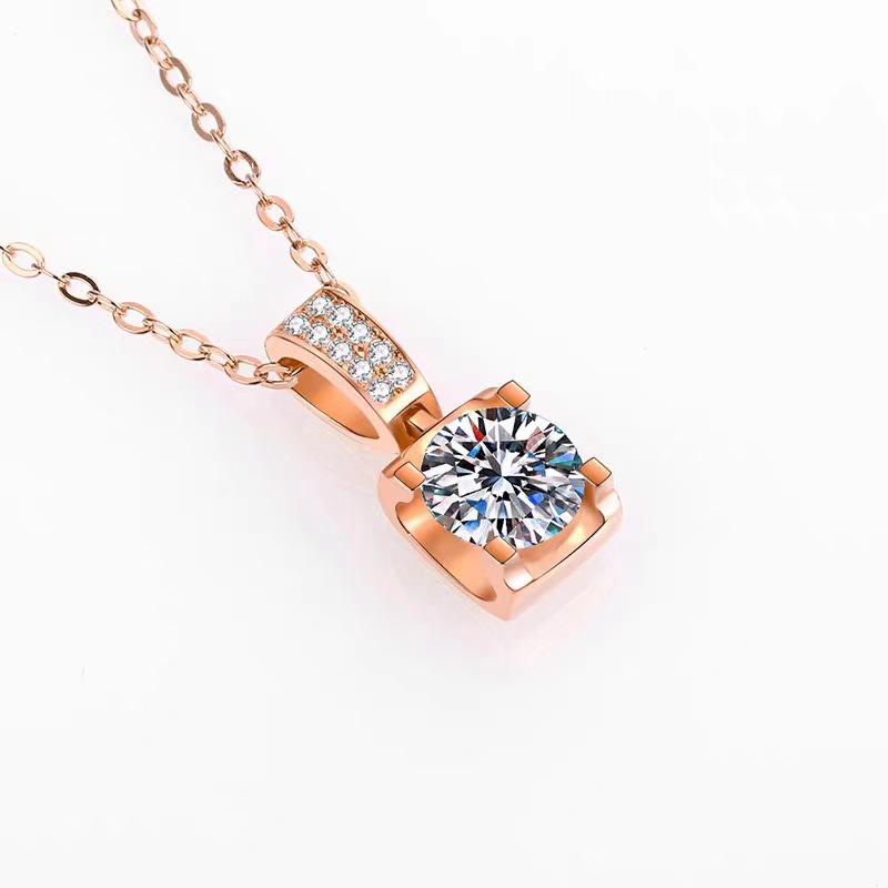 Sterling Silver S925 Bull Head Collarbone Necklace with Diamond Inlaid Pendant