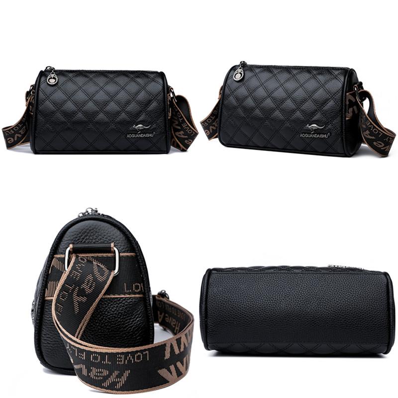 Monochromatic cowhide shoulder bag for women  genuine leather large capacity feminine bag