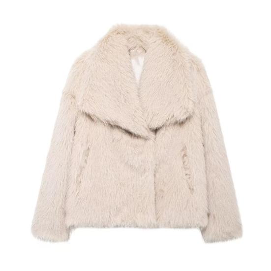 Women's Faux Fur Fuzzy Coat Casual Fluffy Long Sleeve Lapel Shaggy Jacket Winter Furry Open Front Short Coat